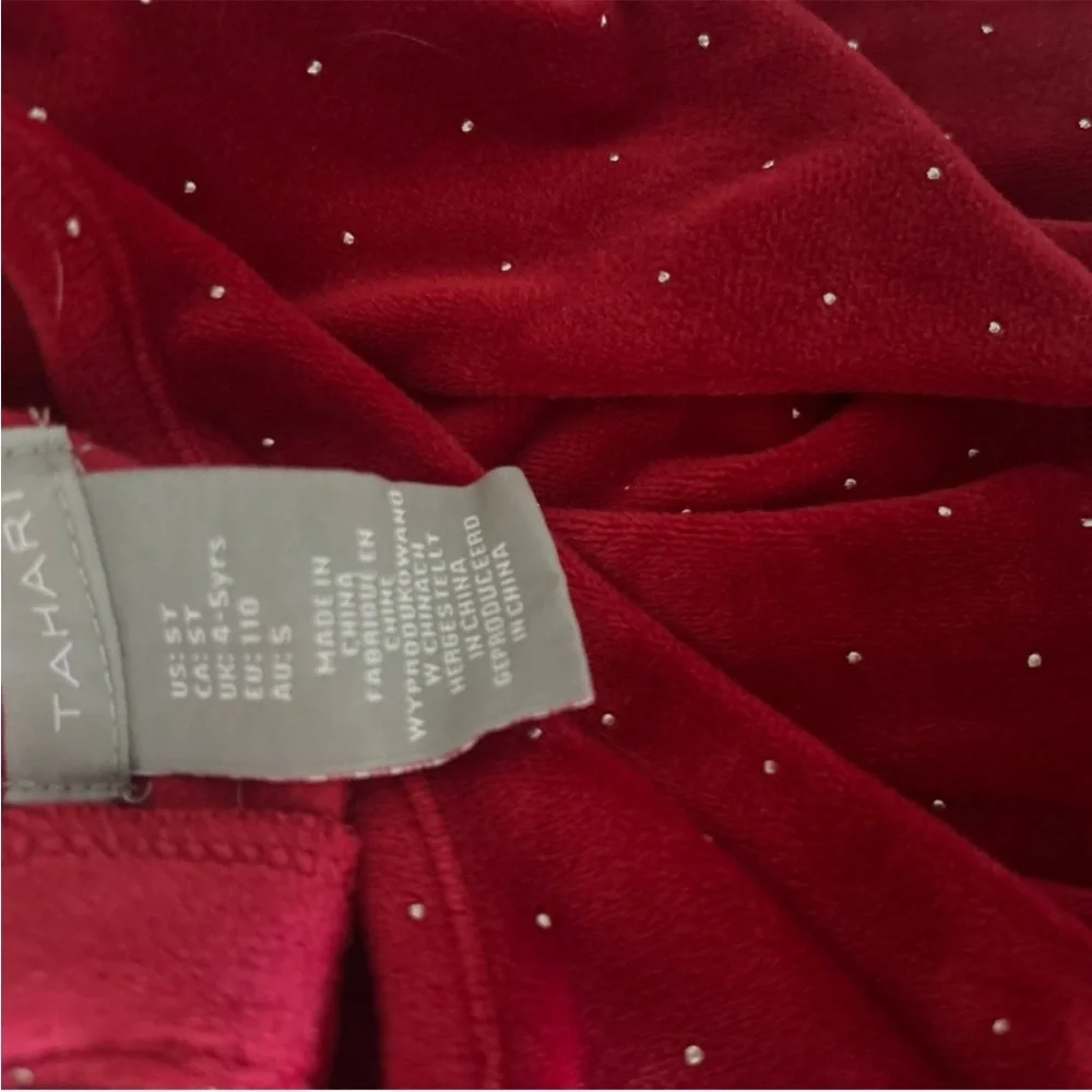 Tahari Red Polka Dot Christmas Velvet Dress size 5T - Picture 5 of 6